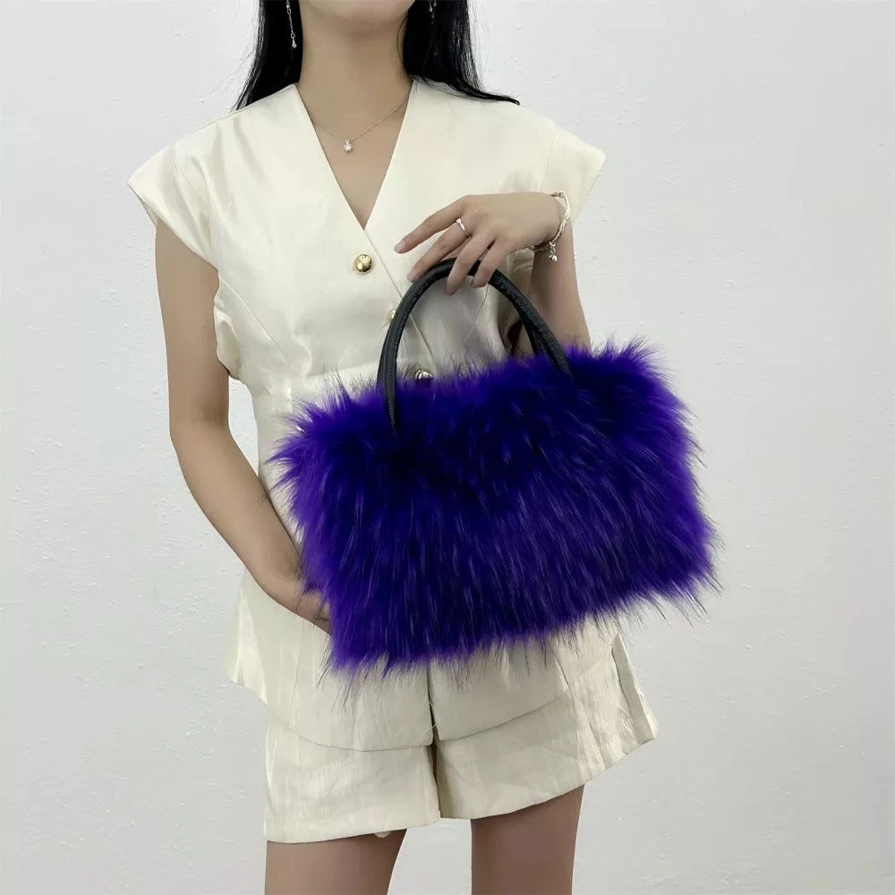 Borsa tote in pelliccia sintetica secchiello da donna in peluche design di lusso borse da donna borse a tracolla a tracolla invernali morbide Bolsa Feminina  1524