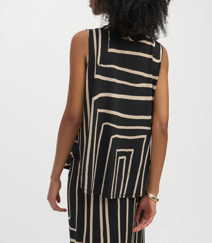 Top Joseph Ribkoff tejido sedoso pinta geométrica sin mangas talla 10 Foto 3 de 4