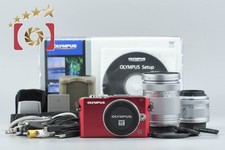 "Count 2,112" Olympus PEN Lite E-PL3 Red 12.3 MP 14-42 40-150 Lenses w/ Box