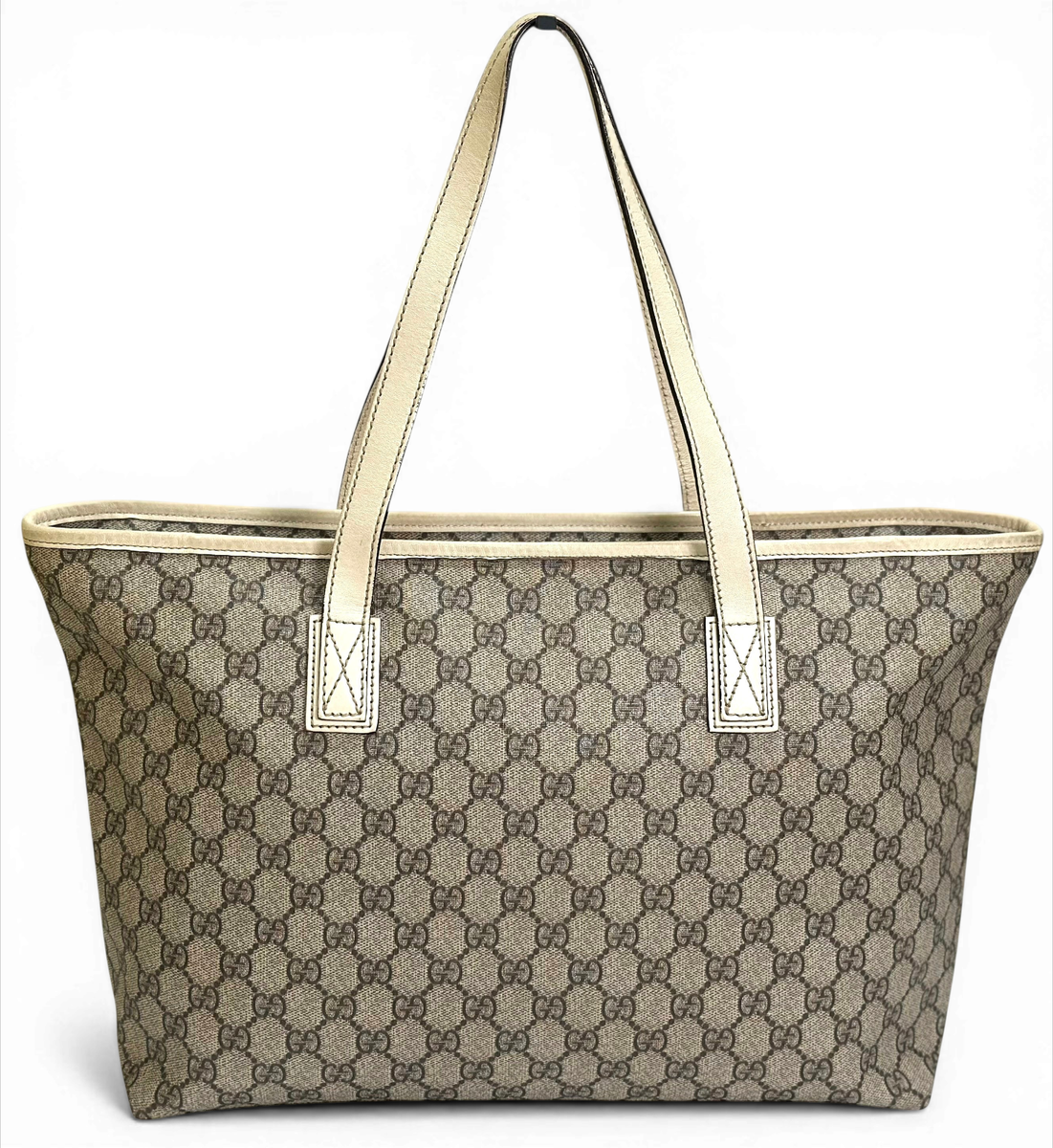 Gucci GG Supreme Joy Tote USA Seller Beige Canvas Cream Leather