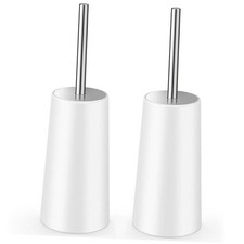 Toilet Brush and Holder, 2 Pack Toilet Brush with 304 Stainless Steel White