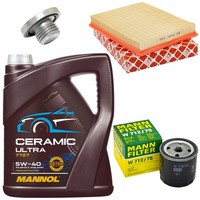 MotoröL Filter Set 5W-40 5 Liter + ÖLablassschraube FüR Opel Astra G Zafira 2.0