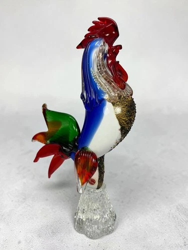 Original MURANO MID CENTURY GLASS FIGURINE COLOURFUL ROOSTER Hand Blown 34cm! 1950s