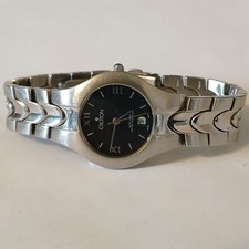 Croton Women's Black Dial Date Indicator Silver Tone Watch WR 3ATM Japan Quartz