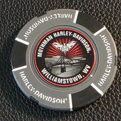 MOTHMAN HD ~ WEST VIRGINIA (Gray/Black Full Color) Harley Davidson Poker Chip