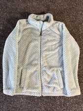 Columbia Girls FireSide Sherpa Fleece Zip Up Jacket Size Medium 10/12 Teal Blue