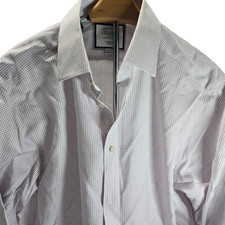 Charles Tyrwhitt Mens Classic Fit Non-Iron Grid Button Up Dress Shirt White 16.5