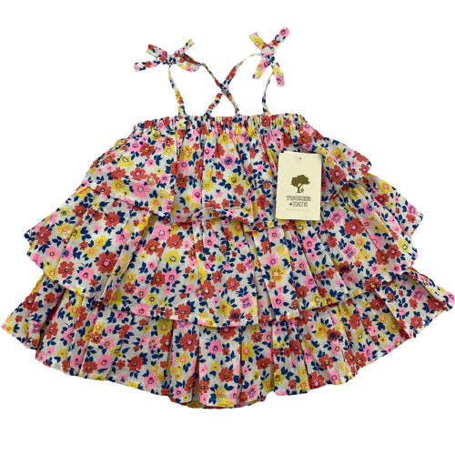 Tucker & Tate Flouncy White Field Floral Print Baby Sundress Size 3M Bk 97-image