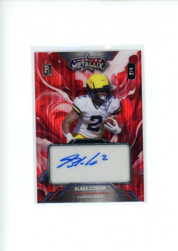 2023 Wild Card American Metallix Blake Corum Rookie Rc Red White Auto 2/4