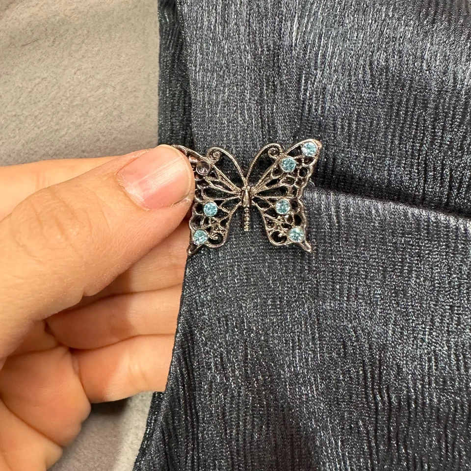 Vestido Vaina Vintage Años 90 y2k CDC Satinado Mariposa Estrás Verde Oscuro Talla 4 Foto 3 de 4