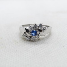 Sterling Silver 925 Blue  White Cubic Zirconia Ring Size 6.5 K6640