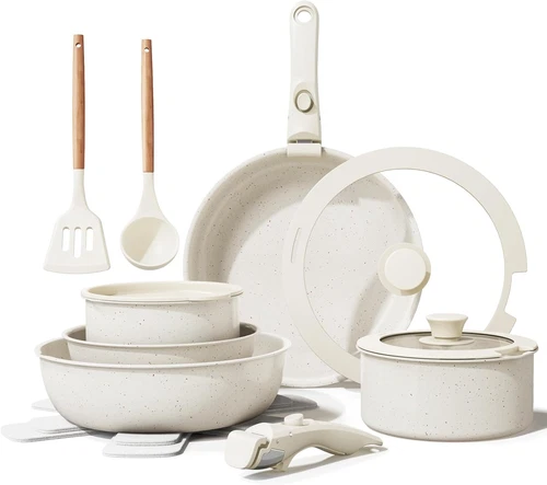 Ceramic Nonstick Cookware Set, Healthy,Non Toxic,17-Pieces Pots and Pans Set