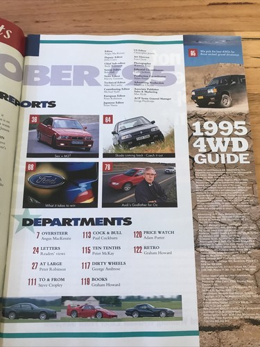 Wheels Car magazine OCT 1995 TAURUS M3 WIRA BALENO TOLEDO 4WD GUIDE MICRA ALFA - Picture 2 of 3