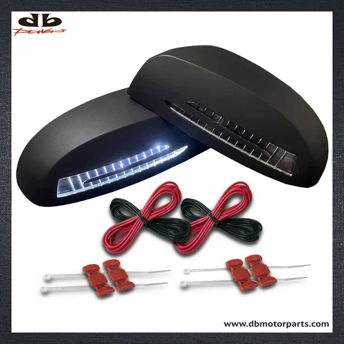 DBMOTOR 2007-2013 GMC Sierra / Yukon Mirror Cover With White LED Indicator-Black