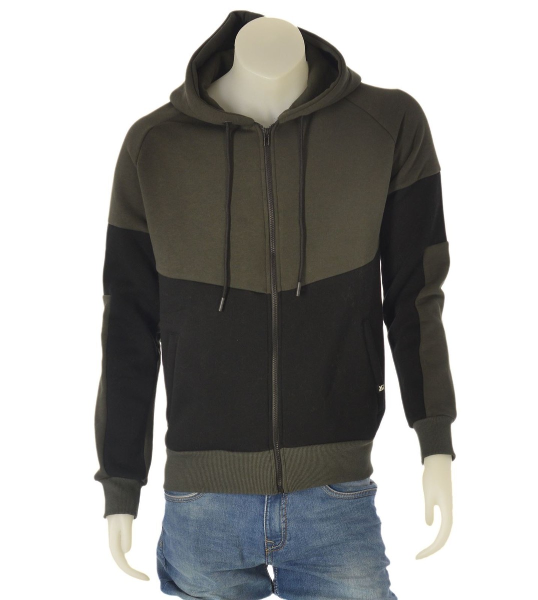 FELPA UOMO ZIP CAPPUCCIO POLSINI FASCIA TASCHE FELPATA MARCA X-CAPE  PAST