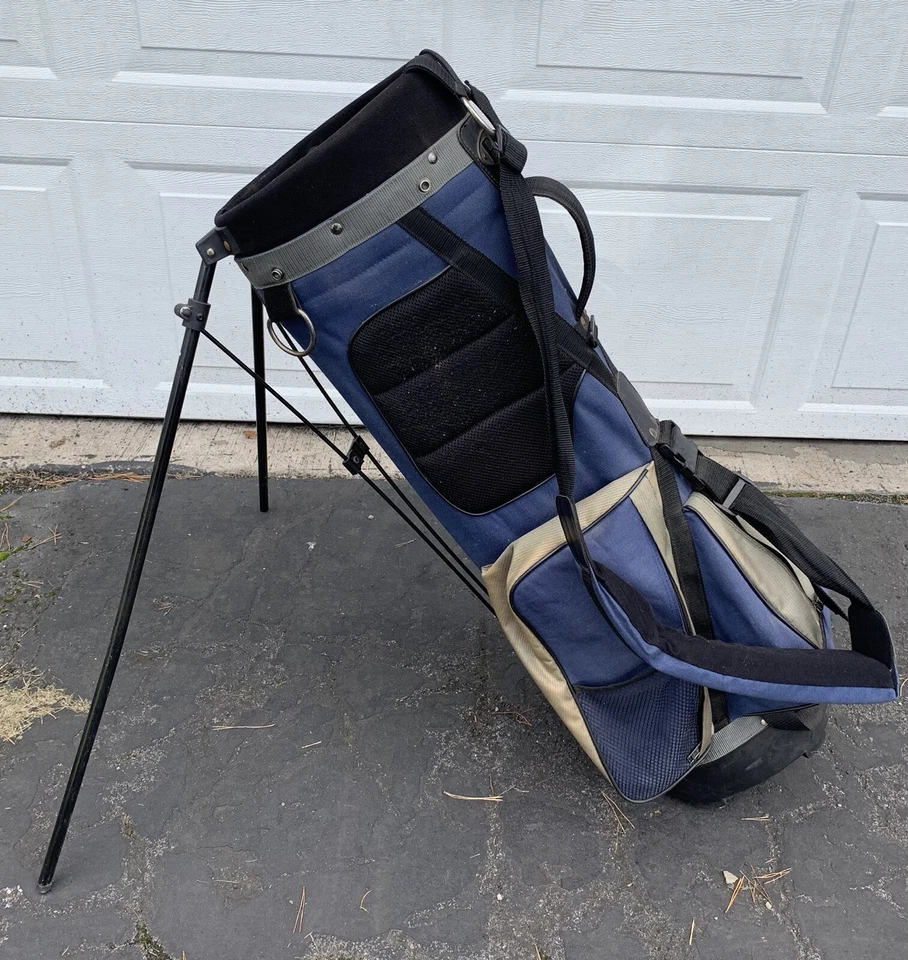 Bolsa de golfe RJ Sports azul divisória de 4 vias com bolsos com zíper carrinho de suporte azul/cinza - Imagem 2 de 4