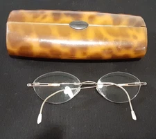 Brown Acrylic Eye Glass Case With Saddle Bridge Nose Piece Rimless Glasses