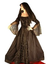 Gothic Mittelalter LARP Barock Ballkleid Kleid Dress Nebula schwarz