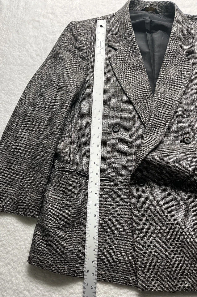 John Henry Tweed Wool Sport Coat Blazer Jacket Size 40S Double Breasted - Image 4 of 4