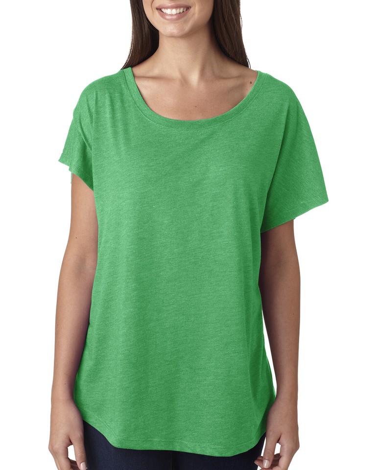 Next Level Ladies' Triblend Dolman T-Shirt - Heather White, Soft Jersey, Relaxed Fit