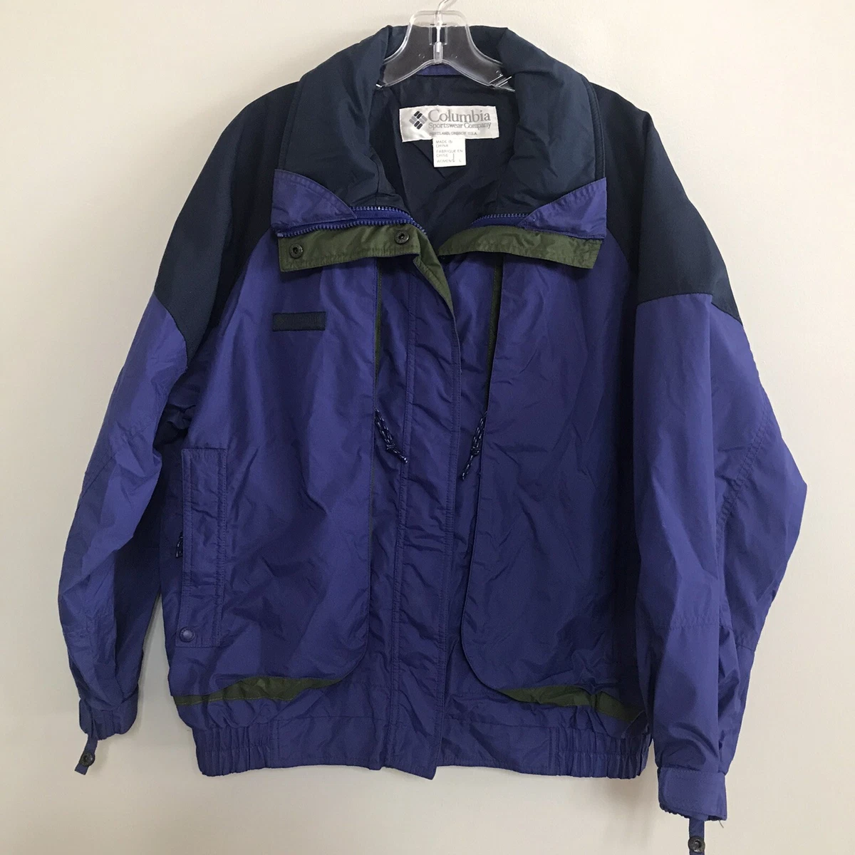Vintage Columbia womens L Ski Jacket cobalt blue coat with navy