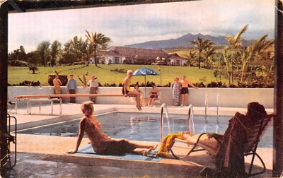 Hana Bay HI Hawaii Hotel Hana Maui Resort Pool Restaurant Vtg Postcard D39