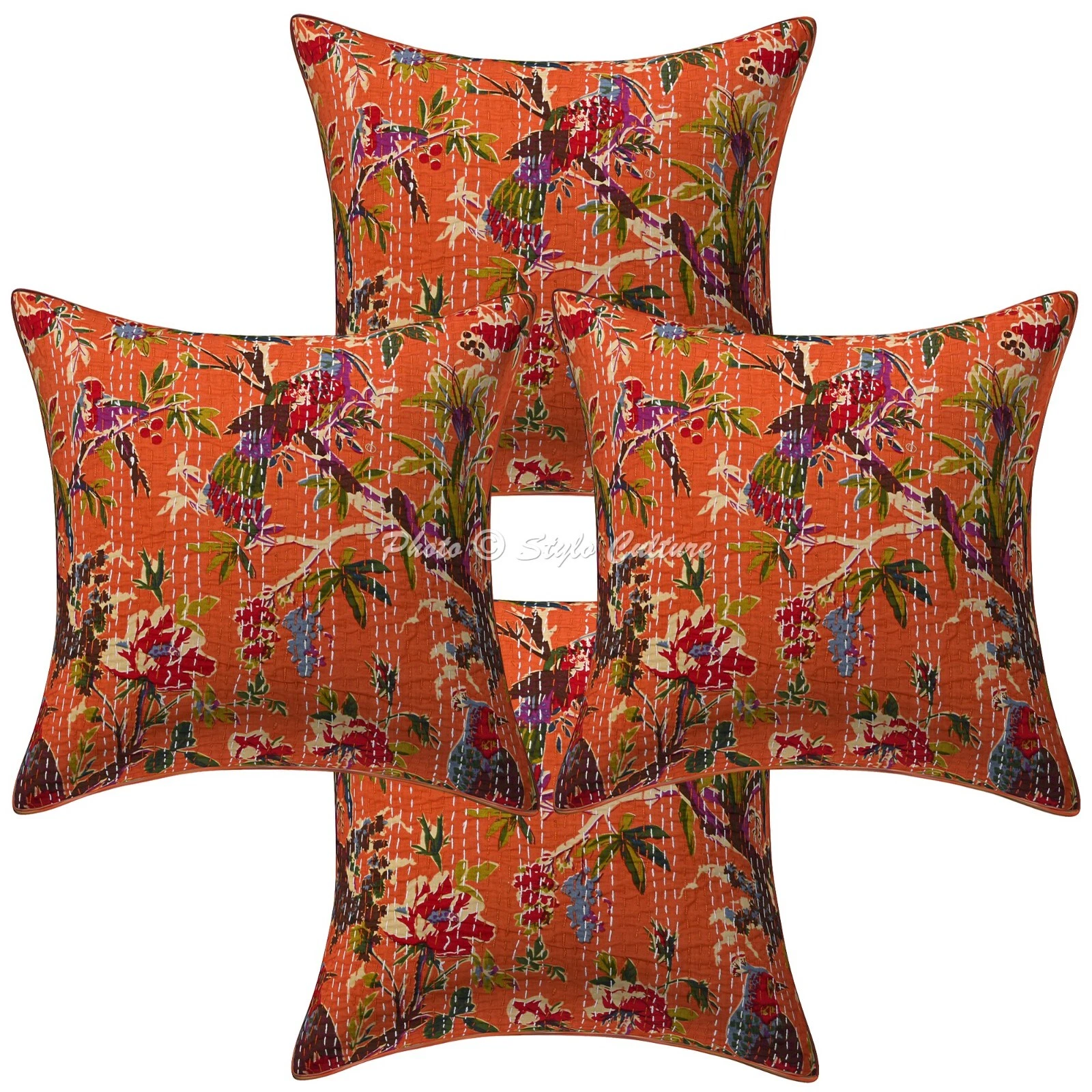 Handwoven Home Decor Cushion Ethnic Kantha Throw Pillow Cover Case Meditation