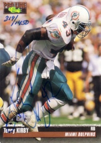 Terry Kirby certified autograph Dolphins 1993 NFL Pro Line Rookie Card RC #/1450