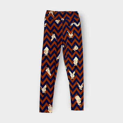 LuLaRoe Disney Kids Leggings S/M (2-8) Brown/Blue Snowman NEW Buttery Soft