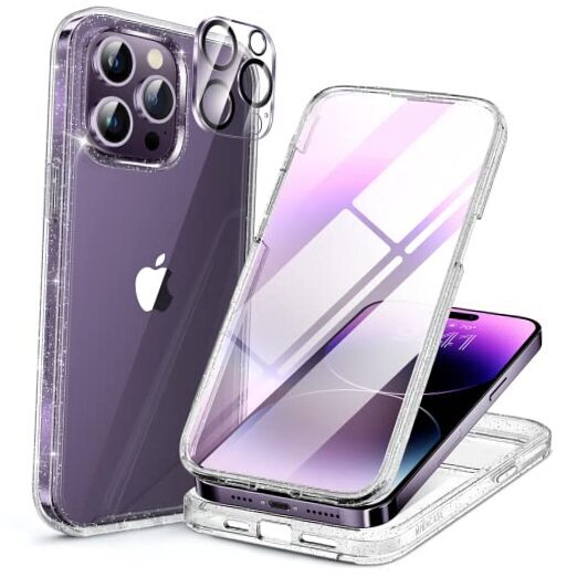 Glass Series for iPhone 14 Pro Case 6.1 Inch, 2023 Full-Body Clear Bumper