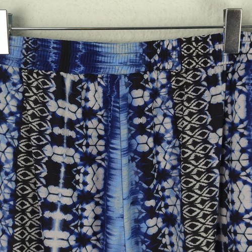 Dana Buchman Women's Wide Leg Pants L Blue Tie Dye Geometric Flowy - Picture 6 of 9