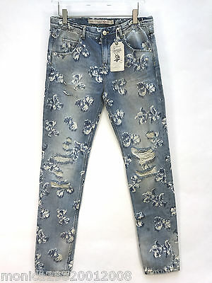 ZARA RIPPED FLORAL DENIM JEANS SIZE UK8/EU36/EUR4 REF 5252 207 | eBay