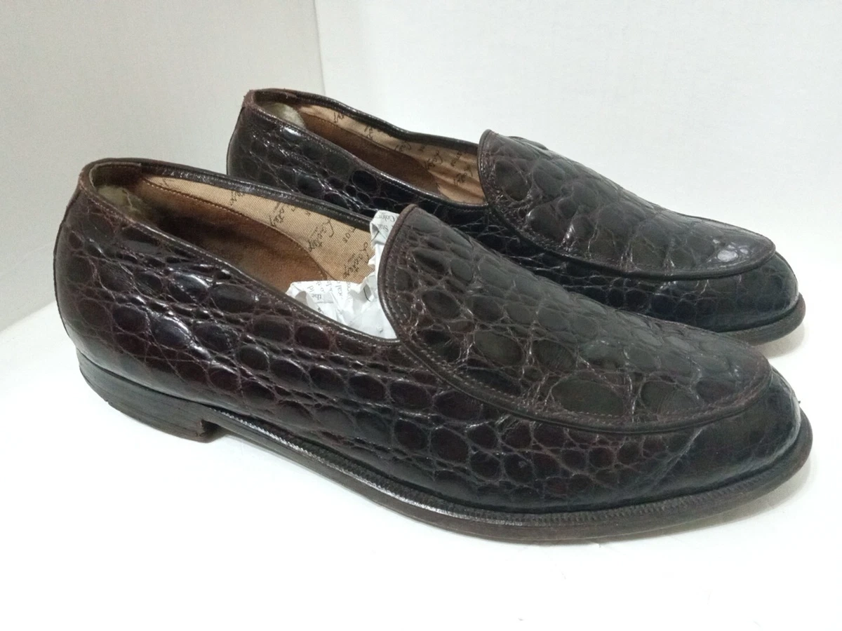 Nettleton Loafers Brown Genuine Crocodile Alligator Leather Dress
