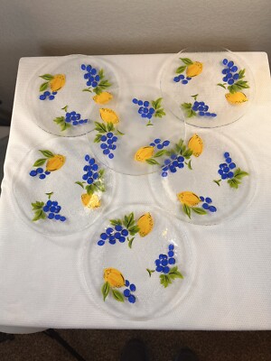 CRATE and BARREL FRESCO Set of 6 Glass Fruit Salad Plates  8'' Used Once