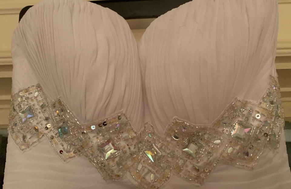 TONY BOWLS TALLA 0 BLANCO GASA SIN TIRANTES FORMAL/BODA Foto 3 de 4