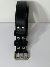 Bullhide Black Top Grain Leather Durable Smooth Edge Belt Double Prong Men's 37