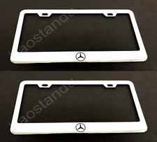 2xMBLOGO STAINLESS Steel License Plate Frame w/screwCap