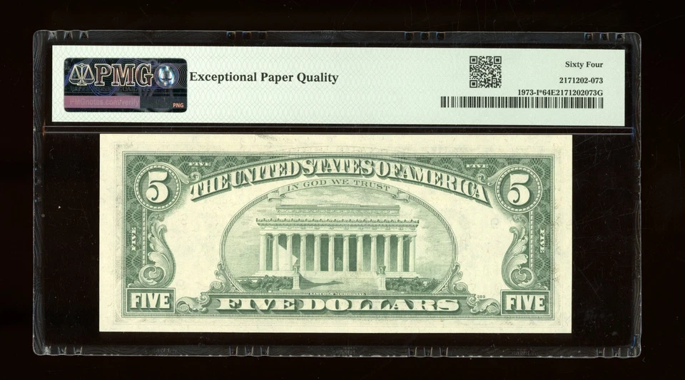 DBR 1974 $5 FRN Minneapolis STAR Fr. 1973-I* PMG 64 EPQ Serial I03232594* - Image 2 of 2