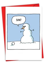 Funny Christmas Thank You 5"x7" Greeting Card w/ Envelope (1 Card) Snowman Son