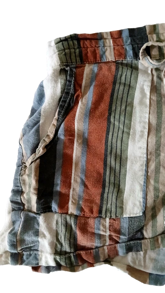 Pantalones Cortos Franceses Lavandería Rayas con Cordón Bolsillos Rayón Pequeños Multicolor Informales Foto 2 de 4