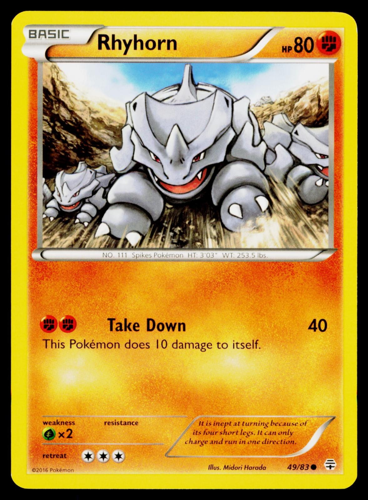Rhyhorn - 49/83 NM Common Generations Pokemon Pack Fresh