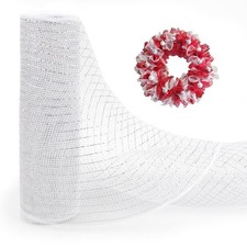Metallic Mesh Ribbon Roll Wreaths Deco 10 Inch x 30 Ft White Christmas Easter