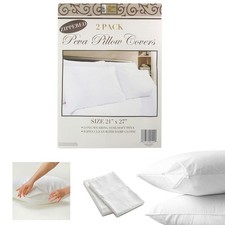 2Pack White Hotel Pillow Plastic Covers with Waterproof Zipper Bed Protectors