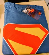 Official DC Comics Superman Classic Logo T-Shirt Blue 100 Cotton Women XL Men L