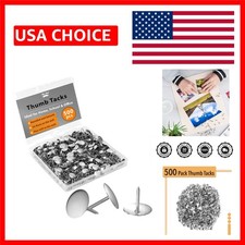 500 Silver Flat Push Pins - Durable Alloy Steel Thumb Tacks for Office Art