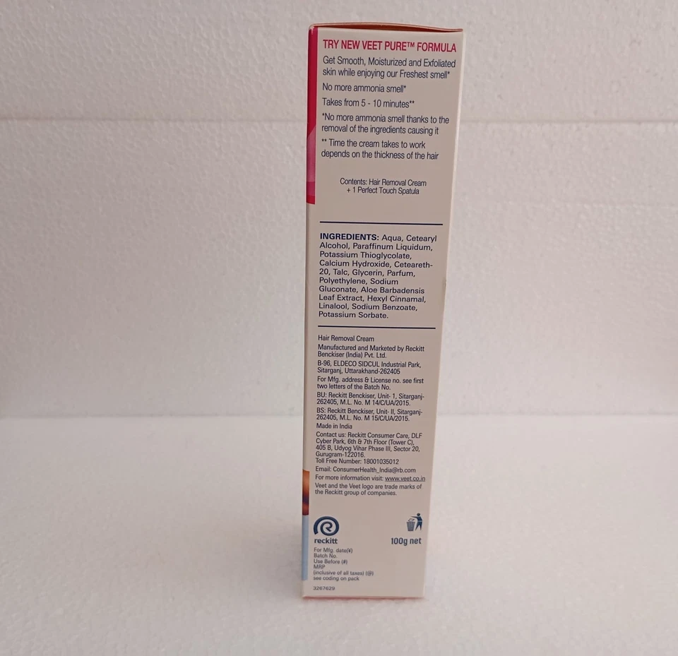 Crema depilatoria Veet Pure para mujer, sin olor a amoníaco, piel sensible 100 gm Foto 2 de 2