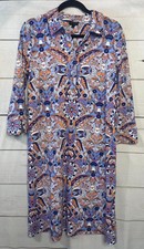 Talbots Dress Size Med GUC Collar Orange Blue Purple Paisely Print Long Sleeves