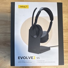 Jabra Evolve2 55 Over-Ear Bluetooth Headset w/ Boom Mic USB-C USB Black