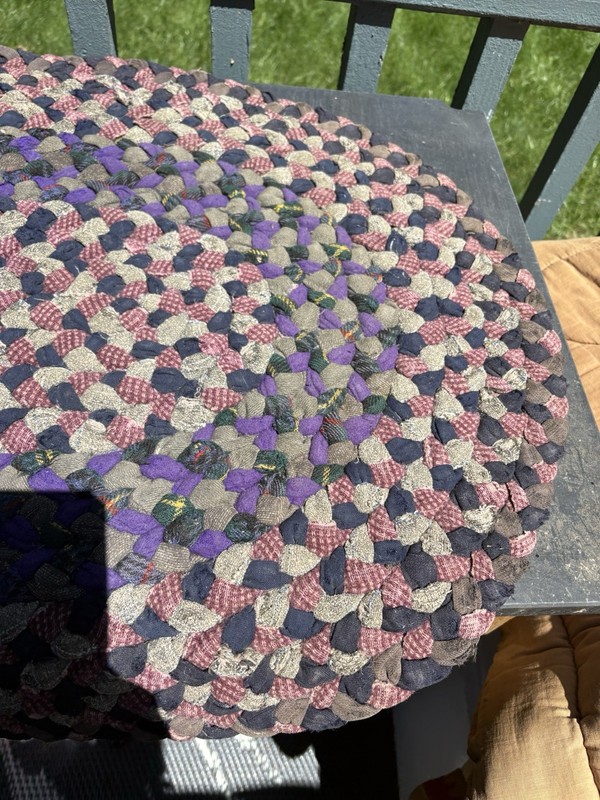 Antique handmade Braided Rag Rug Farmhouse Cottage Porch Runner Decor 54”