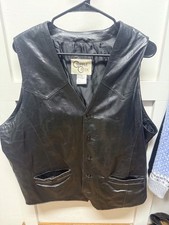 Cripple Creek Men's Leather Vest Black Regular Size 2XL MPN MJ3059